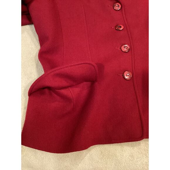 Red 100% Wool Oleg Cassini Vintage blazer, size 12 Petite - Picture 6 of 10
